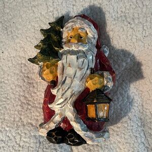 Festive Santa Claus Figurine with Lantern and Tree